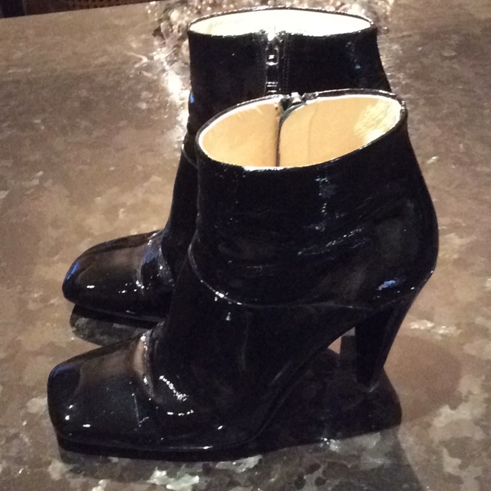 Prada Black Patent Ankle Boots